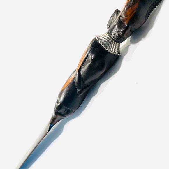 Hand Carved Folk Art African Figurative Letter Opener Bookmark
